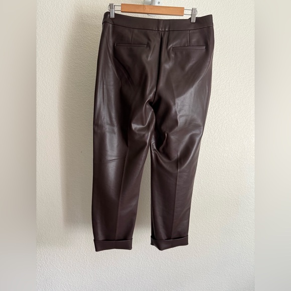 J. CREW Kate Straight Leg Pant in Dark Brown Faux Leather - Picture 4 of 6